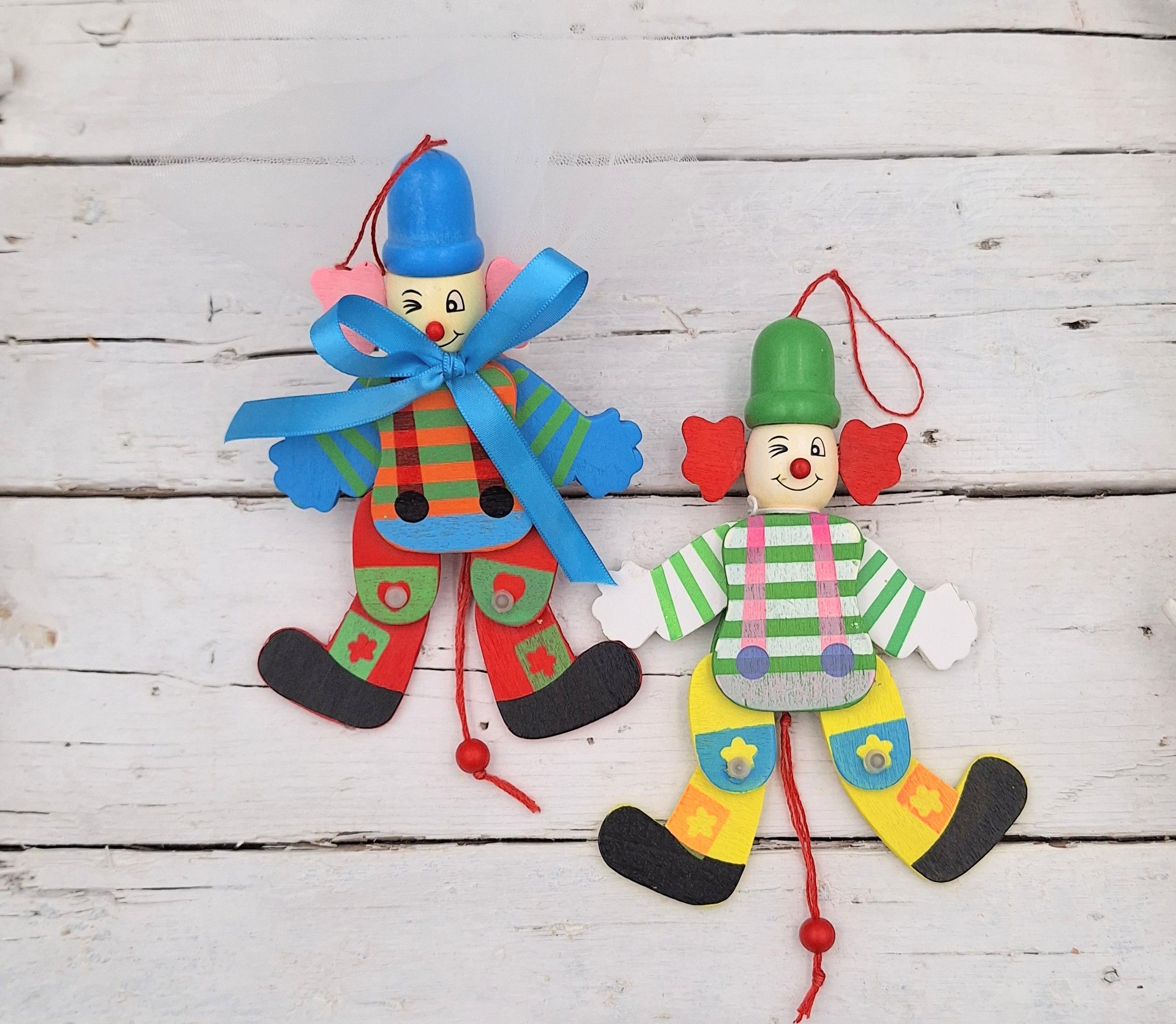 Μπομπονιέρα ξύλινη μαριονέτα κλόουν σε διάφορα χρώματα