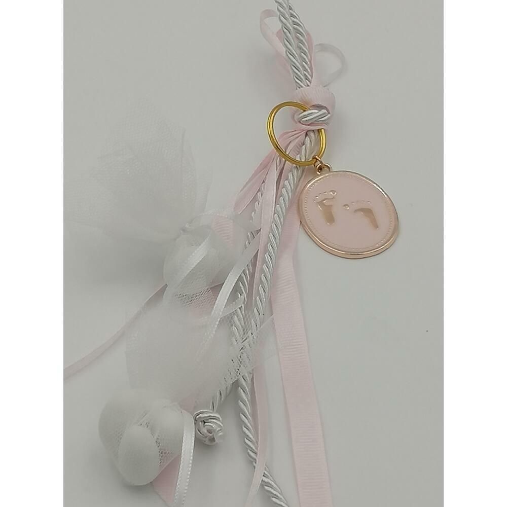 Κρεμαστή μπομπονιέρα μπρελόκ με μεταλλικό πατουσάκια σμάλτο